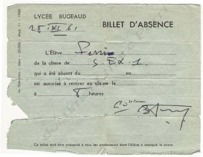 billet d'absence