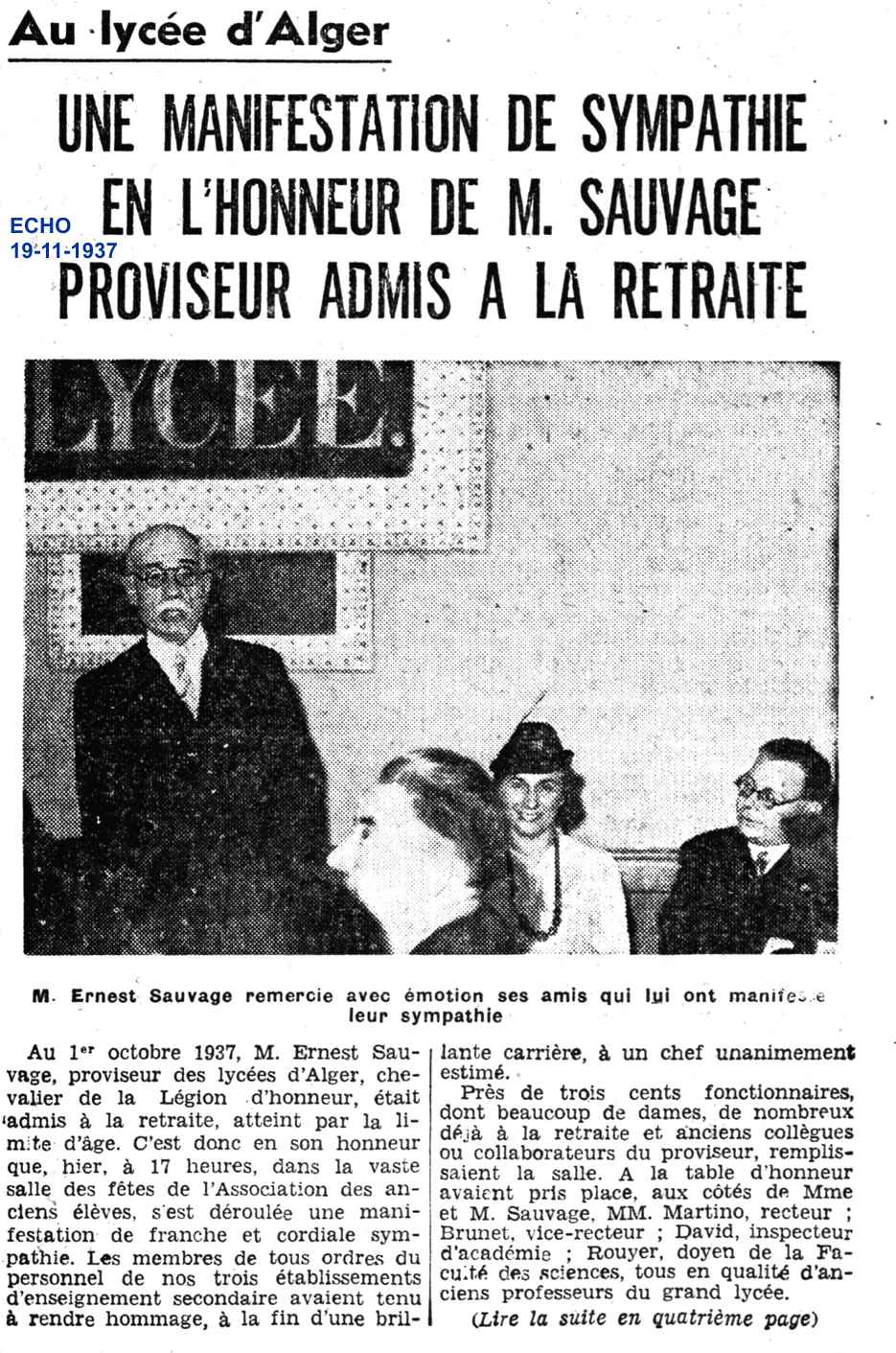 UNE MANIFESTATION DE SYMPATHIE