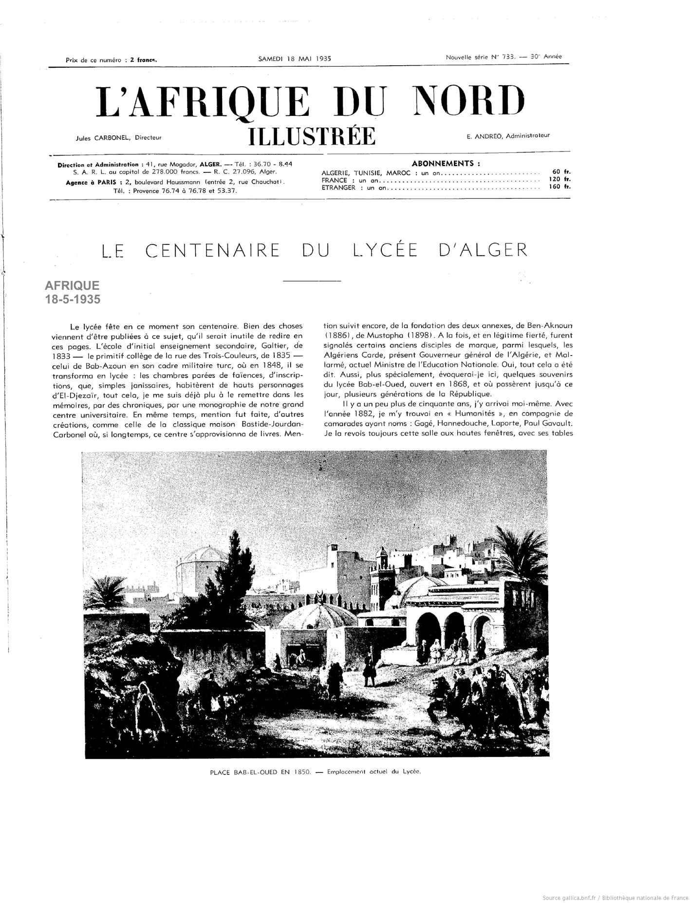 Le CENTENAIRE du Lycée d'Alger
