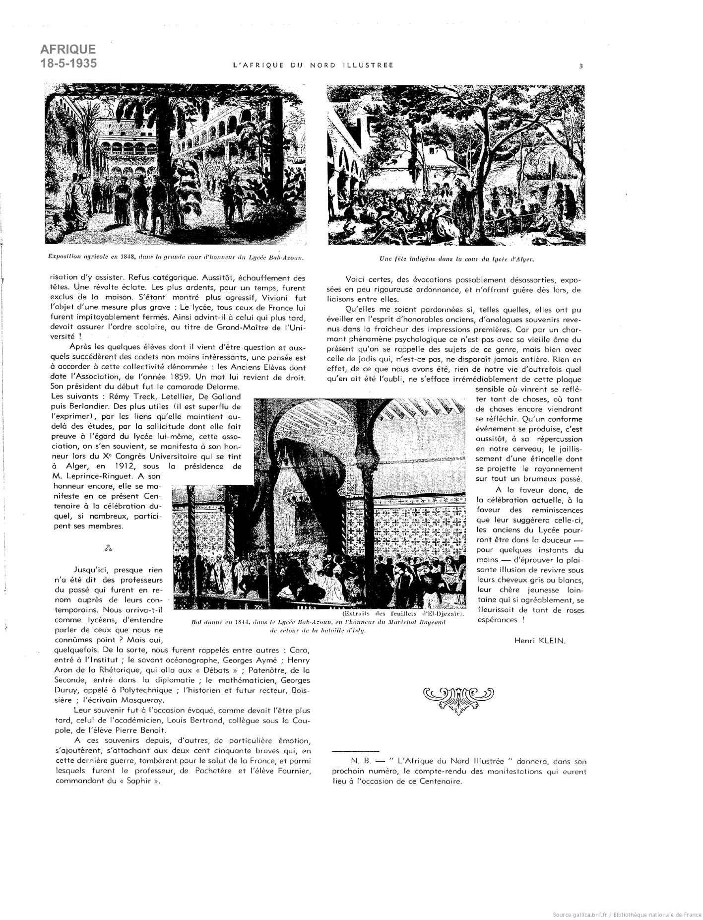 Le CENTENAIRE du Lycée d'Alger