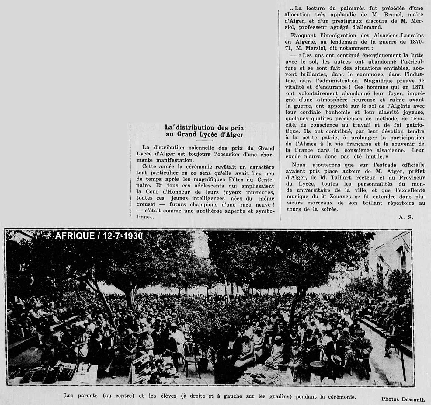 La distribution des prix au grand Lycée - 1930