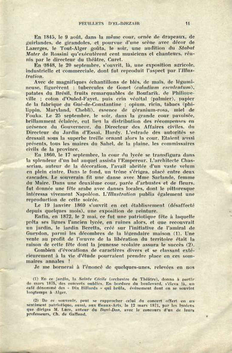 Centenaire du lycée Bugeaud 1833-1933