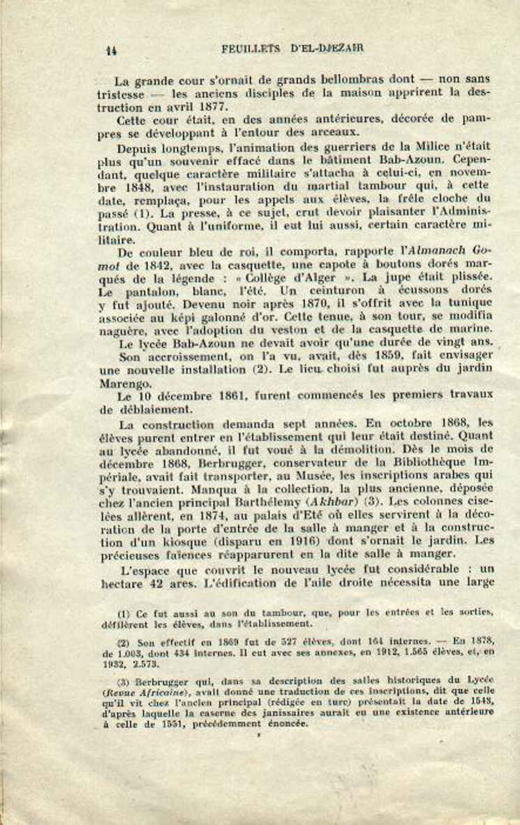 Centenaire du lycée Bugeaud 1833-1933