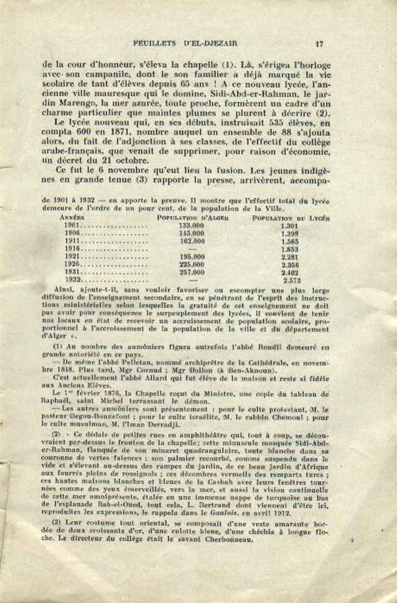 Centenaire du lycée Bugeaud 1833-1933