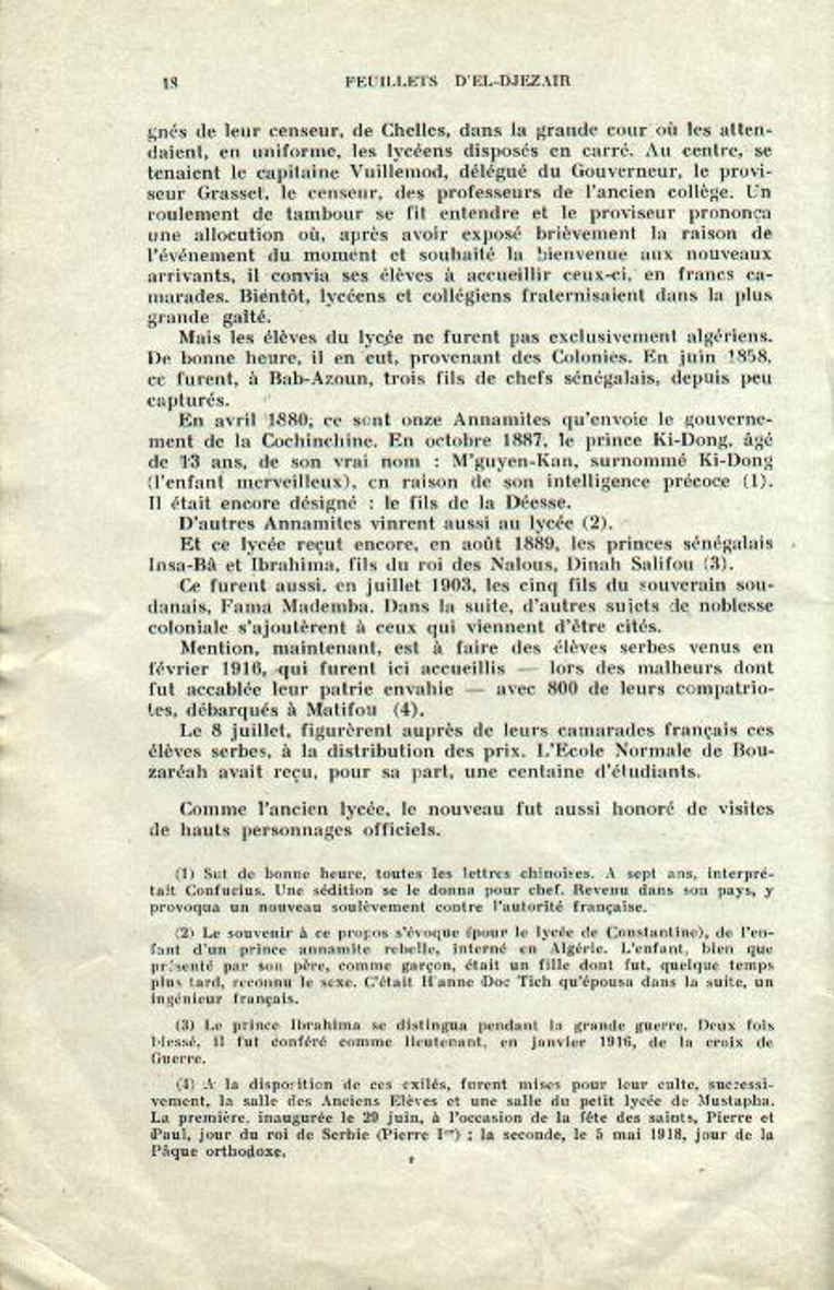 Centenaire du lycée Bugeaud 1833-1933