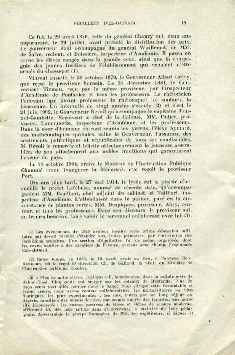 Centenaire du lycée Bugeaud 1833-1933