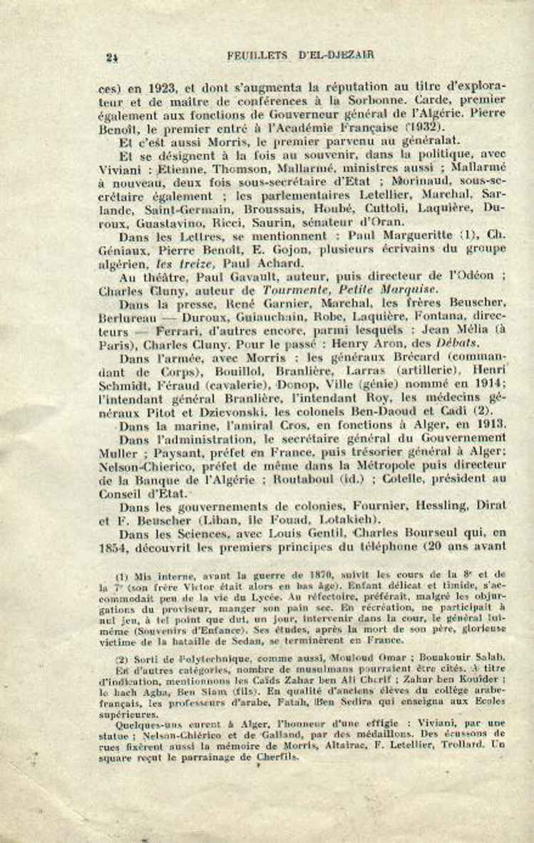 Centenaire du lycée Bugeaud 1833-1933