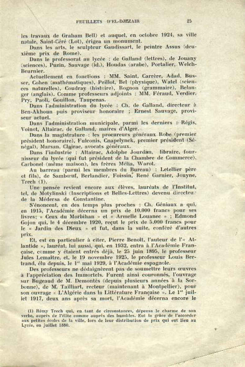 Centenaire du lycée Bugeaud 1833-1933