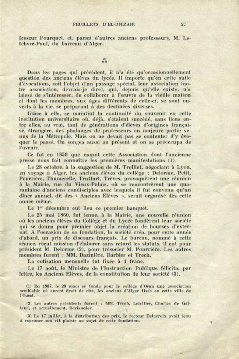 Centenaire du lycée Bugeaud 1833-1933