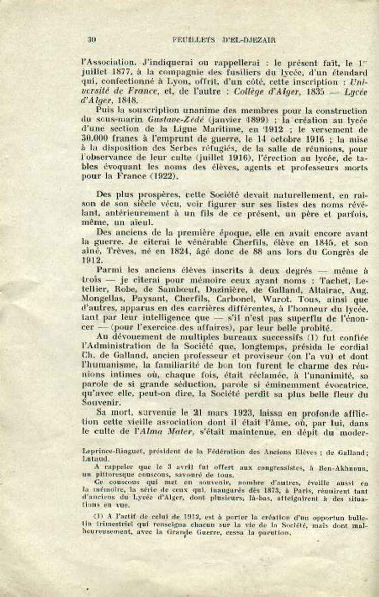 Centenaire du lycée Bugeaud 1833-1933