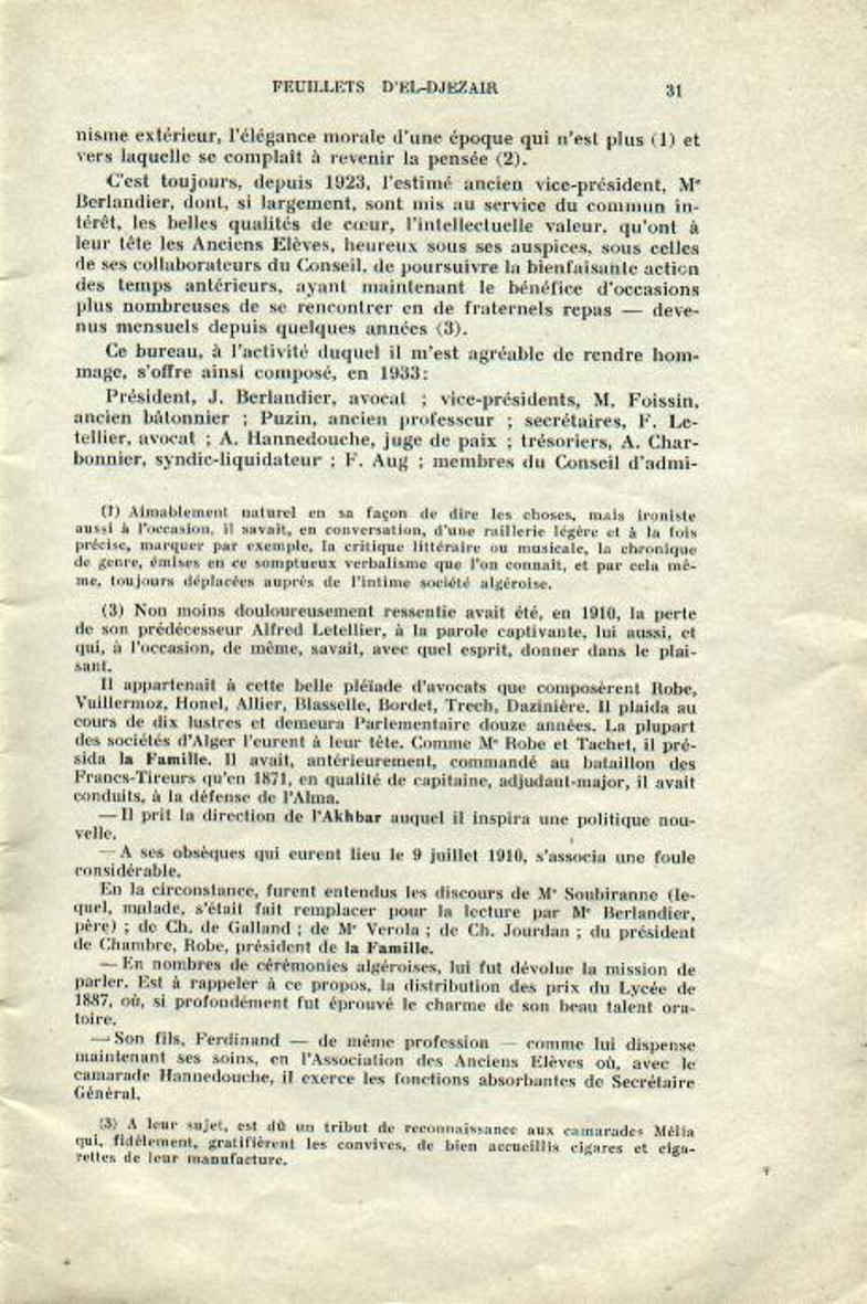 Centenaire du lycée Bugeaud 1833-1933