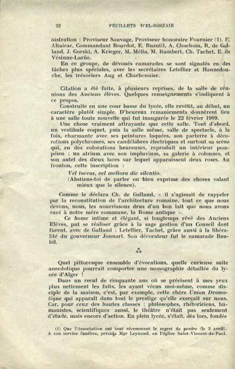 Centenaire du lycée Bugeaud 1833-1933