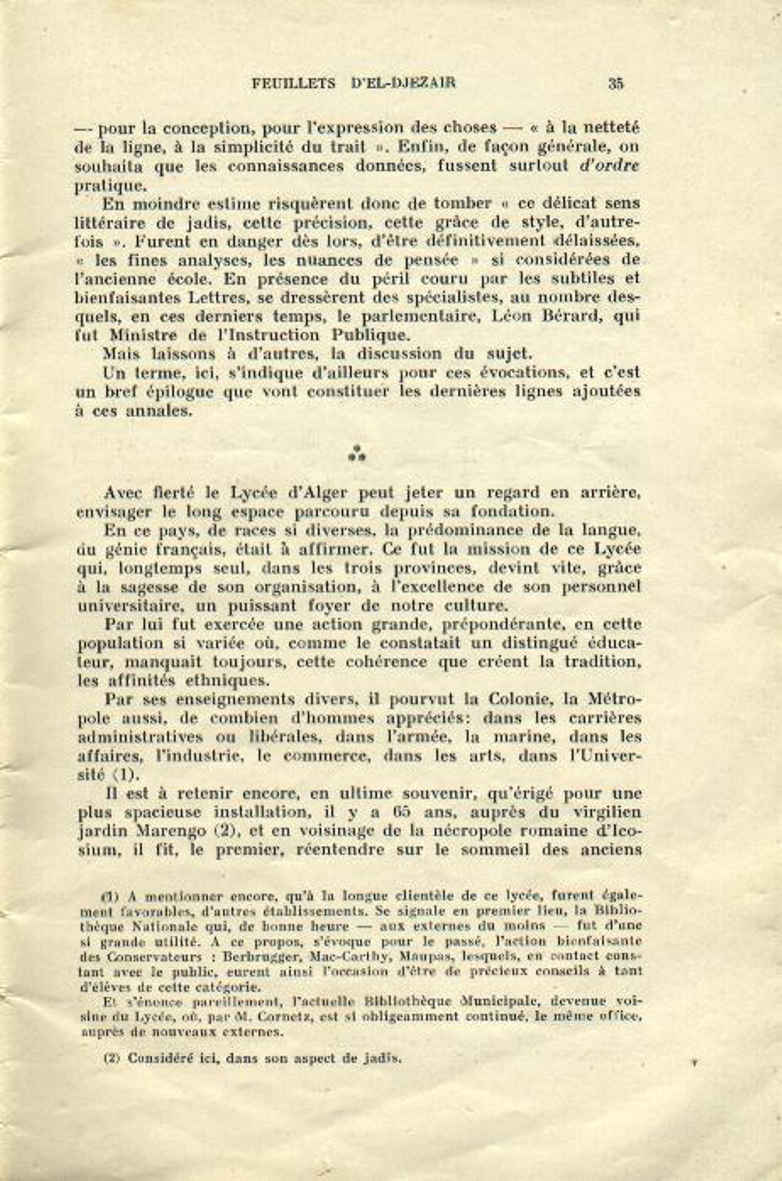 Centenaire du lycée Bugeaud 1833-1933