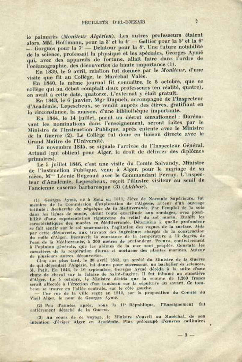 Centenaire du lycée Bugeaud 1833-1933