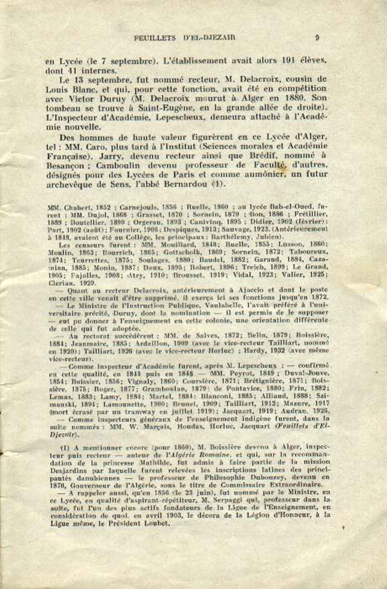 Centenaire du lycée Bugeaud 1833-1933