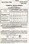 Tarifs scolaires - 1934